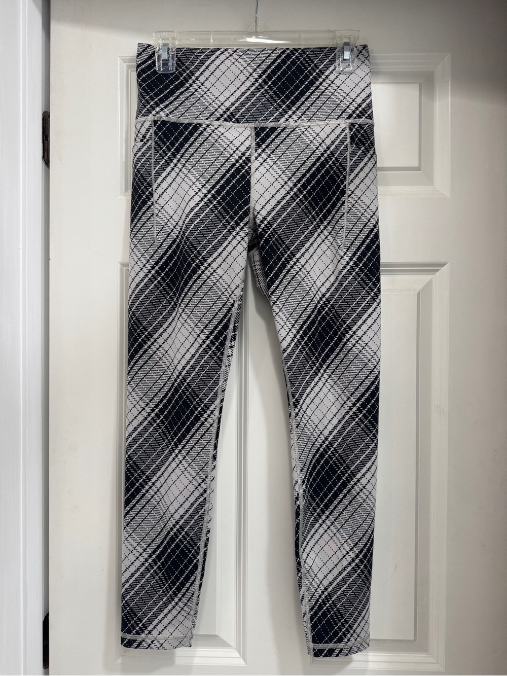 Athleta Black and White Plaid Performance Leggings